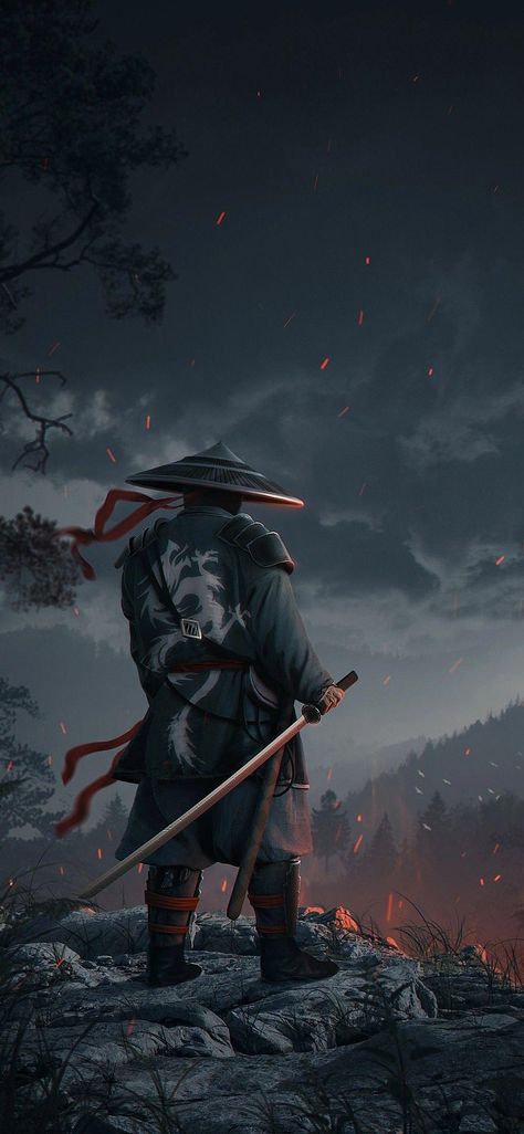 Ninja Wallpaper, Japanese Art Samurai, Dragon Wallpaper Iphone, Warrior Concept Art, Samurai Wallpaper, Samurai Ninja, Warriors Wallpaper, Dark Fantasy Artwork, Samurai Artwork