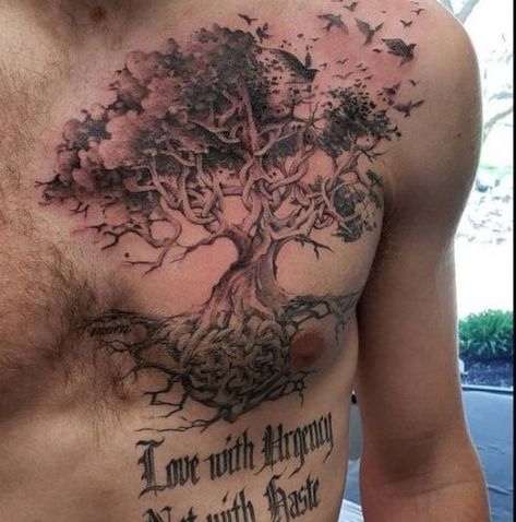 18 Unique Family Tree Tattoo Designs for Men 2024 - Ancestry and Heritage Ink Ideas Chest Tattoo Family, Family Tree Tattoo Designs, Tree Tattoo Chest, Unique Family Tree, Tree Sleeve, Tree Tattoo Men, Simple Forearm Tattoos, Compass Rose Tattoo, Organic Tattoo