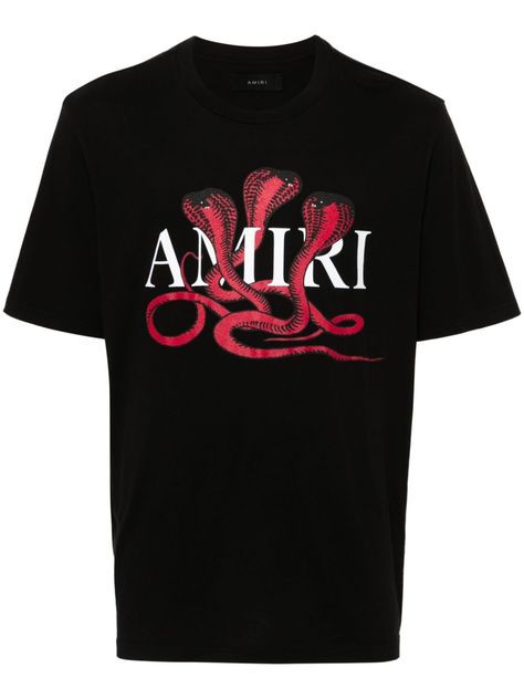 black/dark red cotton lightweight jersey crew neck short sleeves snake and logo print straight hem This item is in size M and the color is Free Ysl Shirt, Amiri T Shirt, Amiri Shirt, Nike Tenis, Red Snake, Young Thug, Dolce E Gabbana, Print Tee, Sweaters Knitwear