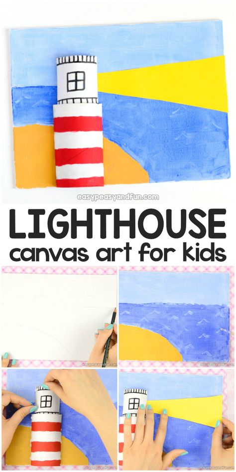 Lighthouse Crafts For Kids Easy, Easy Art Crafts For Kids, Lighthouse Crafts For Kids, Beach Art Projects For Kids, Lighthouse Craft, Lighthouse Crafts, Octopus Crafts, 3d Art Projects, Arts And Crafts For Adults