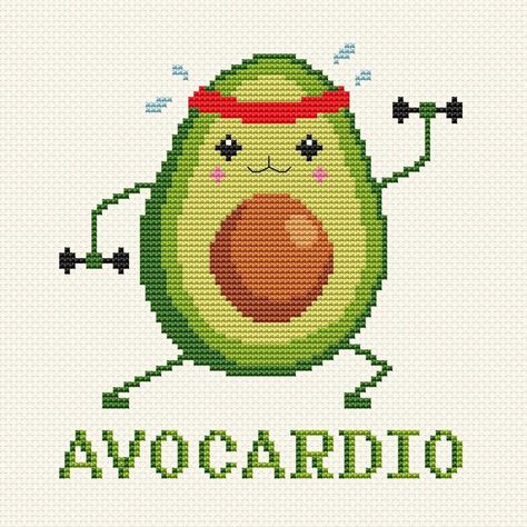 Add These to Your Cart! 13 Cross-Stitch Patterns That'll Make You Go, "Yep, That's Me" Avocado Cross Stitch, Counted Cross Stitch Patterns Free, Cross Stitch Cute, Fitness Funny, Stitch Cute, Embroidery Funny, White Symbol, Nature Cross Stitch, Hama Bead