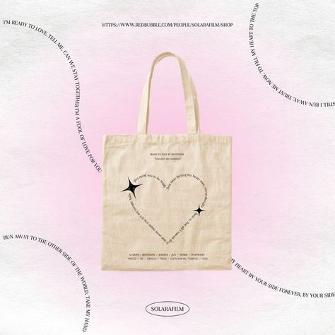 Midnight Poetry, Seventeen Ready To Love, Design Produk, Eco Bag Design, Tote Bag Design Ideas, Bridesmaid Letter, Bag Design Ideas, Svt Kpop, Canvas Bag Design