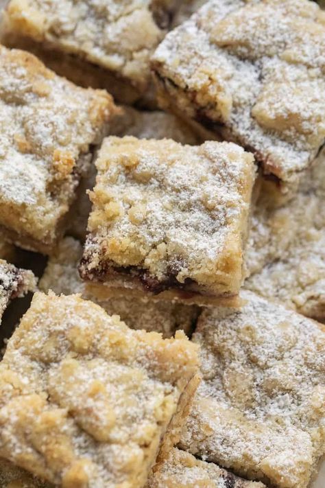 The Best Shortbread Cookie Crumble Bars! - Sugar and Charm Simple Cookie Bar Recipes, Recipes With Shortbread Cookies, Best Bar Desserts, Shortbread Bars With Jam, Quick Cookie Bar Recipes, Shortbread Jam Bars, Thick Cookie Bars, Recipes With Shortbread Crust, Best Squares Recipes