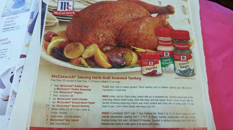 Mccormick savory herb rub roasted turkey Mccormick Turkey Recipe, Turkey Rub Recipes, Turkey Rub, Turkey Prep, Summer Grill, Herb Roasted Turkey, Herb Turkey, Savory Herb, Rub Recipes