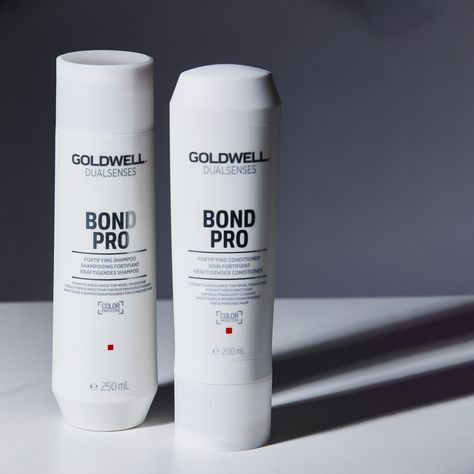 Ideal for fine, fragile and damaged lengths, the Goldwell Dualsenses BondPro+ Shampoo and Conditioner Duo supports stronger-looking hair. Developed with patented complexes to nourish, the appearance of split ends and breakage diminishes over time as the duo clarifies, conditions and detangles.  Set Contents:  Dualsenses BondPro+ Shampoo 1000ml Infused with a microPROtec complex and Inter-Amino-Bond-Builder technology, this silky shampoo helps to visibly strengthen fragile lengths and ends as it Cuticle Remover, Grande Cosmetics, The Duo, Benzoic Acid, First Aid Beauty, Shea Moisture Products, Clean Skincare, Moroccan Oil, Split Ends