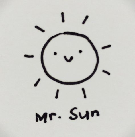 Sunshine Drawing Aesthetic, Sun Doodle Tattoo, Sun Smile Tattoo, Sun Doodle Simple, Sun Simple Drawing, Happy Sun Tattoo, Painting Trousers, Sun Puns, Sunshine Drawing