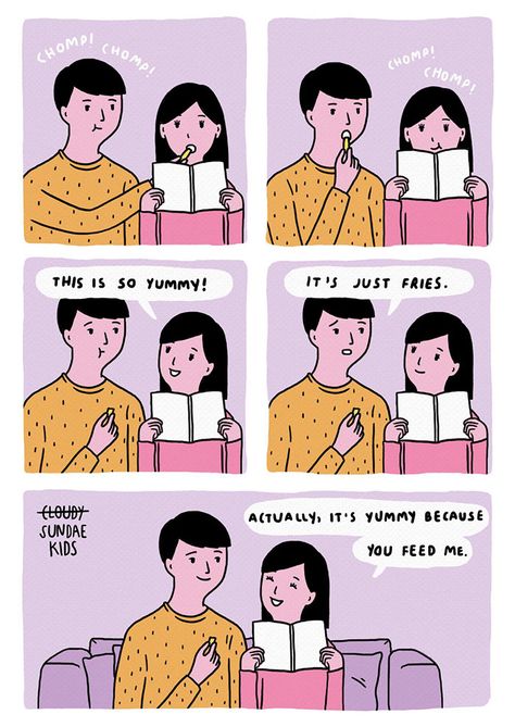 10+ Sweet Illustrations  Bangkok-based illustrator Pratchaya Mahapauraya of Sundae Kids illustrates sweet comics about love that make hearts melt. Comics About Love, Wholesome Couple, Love Children Quotes, Sundae Kids, Couple Illustrations, Comic Illustrations, Comic Book Layout, Love Cartoon Couple, Cute Couple Comics