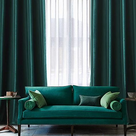 Green And Gold Curtains Living Room, Green Velvet Drapes Living Room, Green Velvet Curtains Living Rooms, Dark Green Curtains Living Room, Emerald Green Velvet Curtains, Dark Green Curtains, Green Curtains Living Room, Emerald Green Curtains, Emerald Curtains