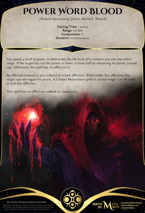 Dnd Necromancer, Fantasy Spells, Necromancy Spells, 5e Spells, Homebrew Spells, Warlock Spells, Dnd Spells, Blood Dragon, Blood Magic