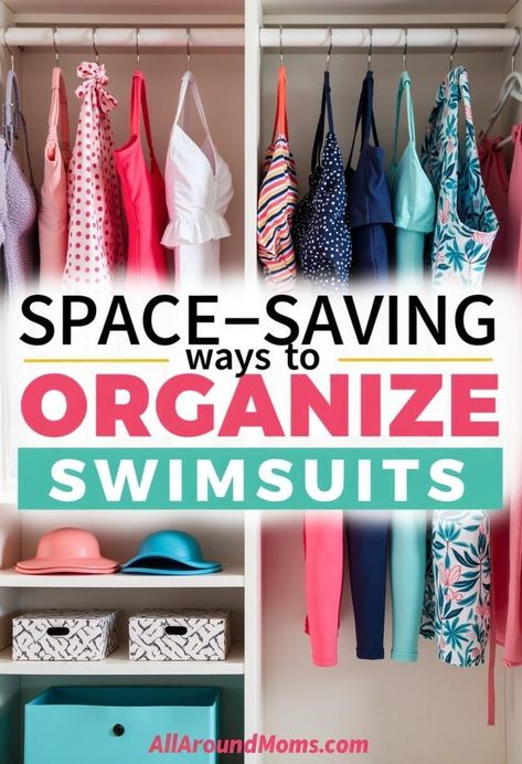 Organizing swimsuits efficiently can maximize closet space and simplify your beach or pool preparations. From hanging organizers to vacuum-sealed bags, various methods can transform a cluttered collection into a well-organized system. These space-saving techniques ensure swimwear remains in good condition and easily accessible, making it effortless to select and store beach attire. Organizing Bathing Suits, Swimsuit Organization, Suit Storage, Stackable Plastic Storage Bins, Maximize Closet Space, Efficient Packing, Closet Hacks, Hanging Closet Organizer, Collapsible Storage Bins