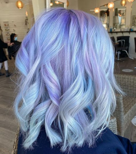 Pastel Hair Dye, Pastel Pink Hair Dye, Pastel Hair Color Ideas, Periwinkle Hair, Blue Purple Hair, Pastel Rainbow Hair, Pastel Blue Hair, Ethereal Blue, Pastel Teal