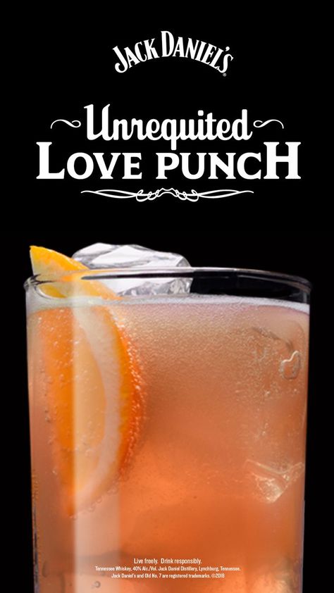 Jack Daniels Drinks, Alcholic Drinks, Drink Tags, Mixed Drinks Alcohol, Liquor Drinks, Boozy Drinks, Whiskey Drinks, Mixed Drinks Recipes, Unrequited Love