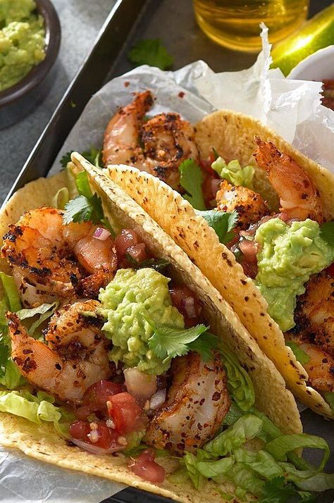 Tacos Al Vapor, Shrimp Taco Recipes, Blackened Shrimp, Diner Recept, Shrimp Tacos, Dinner Plan, Carne Asada, Taco Recipes, Easy Dishes