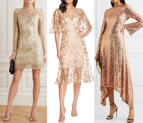 What Color Shoes with a Champagne Dress? 8 Options! Shoes With Champagne Dress, Shoes For Champagne Dress, Champagne Dress Outfit, Chic Fitted Champagne Sequin Dress, Champagne Sleeveless Sequin Dress, Fitted Champagne Embellished Sequin Dress, Blush Sequin Dress, Champagne Sequin Dress, Champagne Cocktail Dress