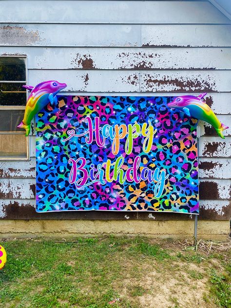 Photo booth set up Lisa Frank Dolphin, Lisa Frank Birthday, Dolphin Birthday Party, Lisa Frank Party, Lisa Frank Birthday Party, Dolphin Birthday Parties, Dolphin Birthday, Dolphin Party, Lisa Frank