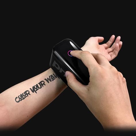 Handheld Tattoo Printer with Bluetooth (2nd Generation). These high-tech portable Inkjet printers are designed for skin printing (tattooing), and will get connected to your device (cell phone, tablet, etc.) via bluetooth for your input/design. Three steps printing: 1. Choose Tattoo/Design, 2. Spry Skin Primer, and 3. Print. FREE Shipping! https://greenlife-enterprise.com/ . . . . . . . #inkmaster #heliostattoo #tattoosociety #inkjet #prints #design #art #printer #tattoosofinst Generation Tattoo, Tattoo Printer, Fake Tattos, Tattoo Prices, Temporary Tattoo Designs, Tattoo Kits, Real Tattoo, Beauty Devices, Small Tattoo