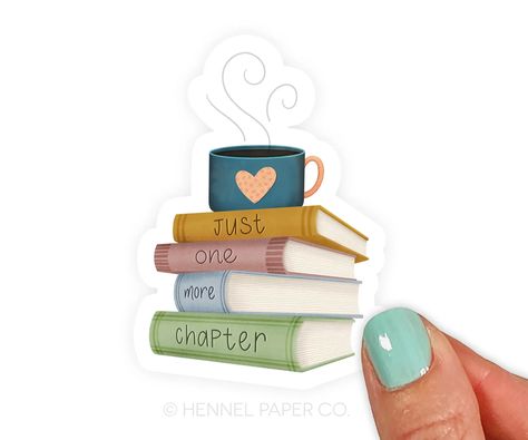 Finger Tattoos For Couples, Cheeky Gifts, Ring Finger Tattoos, Just One More Chapter, Clear Vinyl Stickers, One More Chapter, Tea And Books, Water Bottle Decal, Book Tattoo