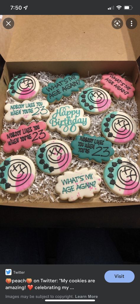 Blink 182 Birthday Theme, Blink 182 Themed Party, Blink 182 Cake 23rd Birthday, Blink 182 First Birthday, Blink 182 Bachelorette Party, Pop Punk Birthday Party, Threenage Dirtbag Party, Emo Party Food, Nobody Likes You When You're 23 Cake