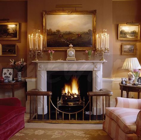 Real glow & warmth of a fire burning; candles lit on the beautiful regency style mantle piece; a club fender invitation to come close... Club Fender, Camp Plans, Edwardian Living Room, Regency Fireplace, Traditional Fireplaces, Style Mantle, Fireplace Fender, Drawing Rooms, Townhouse Interior