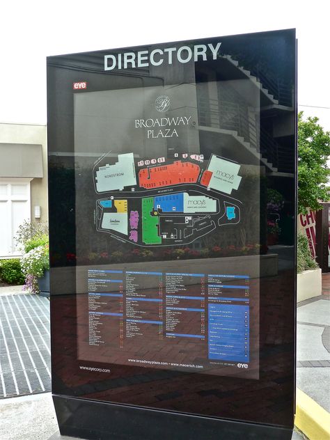 Broadway Plaza Mall Map - Walnut Creek, California | Flickr Mall Directory Design, Mall Map Design, Mall Hoarding Design, Bloxburg Mall, Mall Landscape, Digital Wayfinding, Mall Map, Directory Signage, Creative Signage