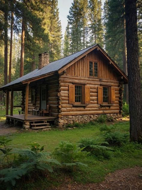 Cabin Rustic, Log Cabin Rustic, Wood Shingles, Art Cartoon, Cabin In The Woods, Cabins And Cottages, Log Cabins, Mountain Cabin, Cabins In The Woods