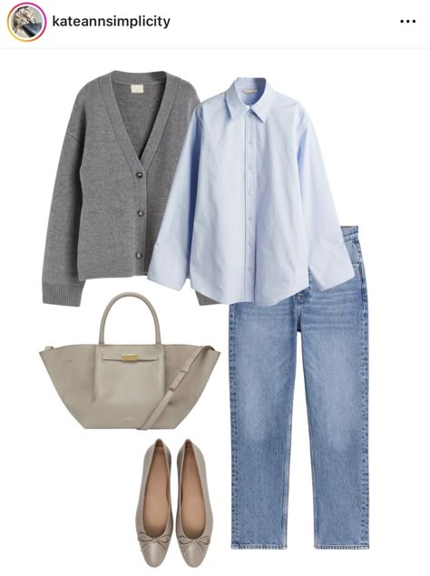 How To Style A Gray Cardigan, Gray Cardigan Outfit Work, Polo Ootd, Winter Professional Outfits, Grey Cardigan Outfit, Gray Shirt Outfit, Outfits With Grey Cardigan, Look Office, Breastfeeding Clothes