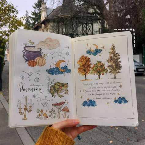 Autumn Illustrations, Cottagecore Ideas, Bullet Journal Christmas, Magical Autumn, Bujo Doodles, Dark Fairytale, Journal Sketchbook, Sketchbook Inspo, Journaling Inspiration