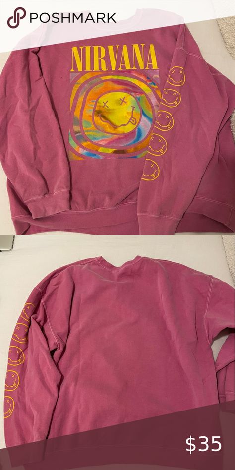 Urban Outfitters pink nirvana sweatshirt size L/XL Pink Nirvana Sweatshirt, Pink Nirvana, Nirvana Sweatshirt, Urban Outfitters Tops, Nirvana, Urban Outfitters, Join Me, Women's Fashion, Shop My Closet