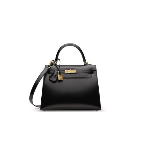 A SET OF TWO: A BLACK CALF BOX LEATHER SELLIER KELLY 25 WITH GOLD HARDWARE & A PEGASUS RODÉO CHARM PM Hermes Kelly 25 Black, Hermes Kelly 25, Kelly 25, Fancy Bags, Aesthetic Grunge, Rodeo, A Black, Gold Hardware, Luxury Bags