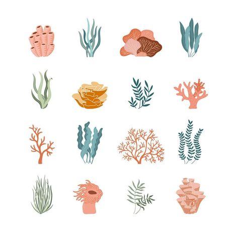 Coral Reef Tattoo, Coral Tattoo, Aquarium Algae, Ocean Tattoo, Ocean Tattoos, Dainty Tattoos, Pretty Skin, Flat Icon, Sealife