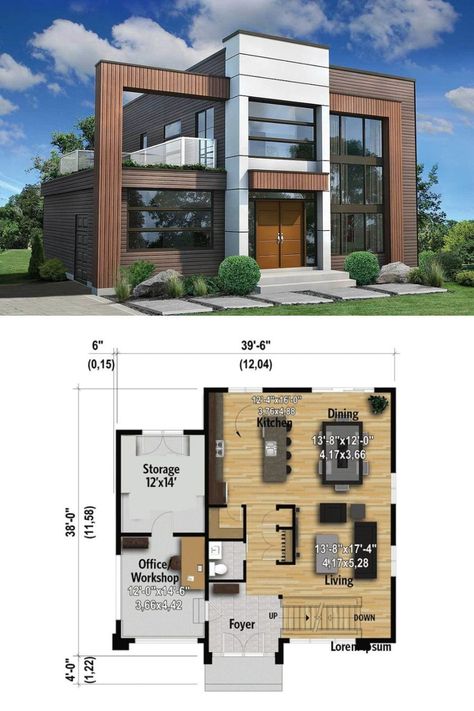 Terrace Floor Plan, Double Storey House Plans, 3 Storey House, Narrow House Plans, Terrace Floor, Narrow Lot House, Modern House Floor Plans, Narrow Lot House Plans, Bedroom Contemporary