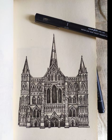 One formidable day in Salisbury Cathedral. Nice landscape in the UK. My high detailed drawing illustration in the United Kingdom, Dublenco. Nice Landscape, Salisbury Cathedral, The United Kingdom, Cool Landscapes, Salisbury, About Uk, The Uk, United Kingdom, Miniatures