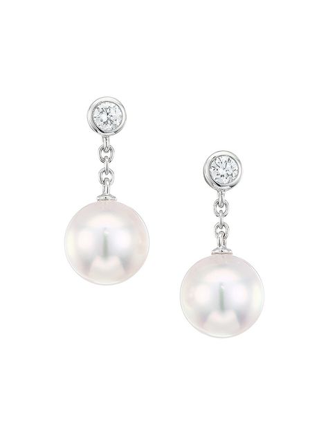 Mikimoto Earrings, Mikimoto Jewelry, Royal Crown Jewels, Mikimoto Pearls, Akoya Pearls, White Earrings, Pearl Drop Earrings, Pearl Drop, Pearl Pendant