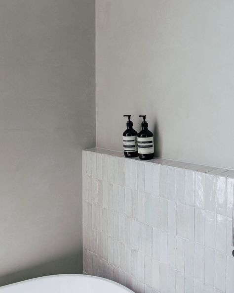 K A T E L A W R E N C E on Instagram: “When Venetian Plaster Meets Moroccan Zellige Tiles 🤍 📸 @hannahblackmore” Moroccan Zellige, Zellige Tiles, Dark House, Minimalist Home Interior, Venetian Plaster, Zellige Tile, Moroccan Tiles, Downstairs Bathroom, Main Bathroom