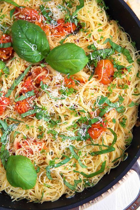 One Pot Angel Hair Pasta, Garlic Angel Hair Pasta, Angel Hair Pasta Recipes, Homemade Italian Seasoning, Lemon Butter Sauce, Angel Hair Pasta, Easy Weeknight Dinner, Homemade Italian, Angel Hair