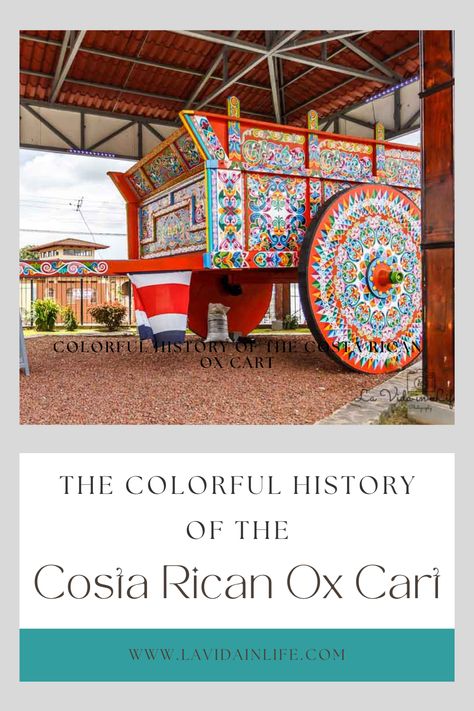 The Costa Rican ox cart has evolved substantially over the years. They started out as rough-hewn vehicles that were used for hauling coffee. Some families used them as a form of transportation–perhaps the only one they had. These original carts were a far cry from the colorful versions you can see in Costa Rica today. Now the Costa Rican ox cart is one of Costa Rica’s most prominent traditional symbols. Let’s dive in and take a look at the colorful history of the Costa Rican ox cart. Costa Rica Ox Cart, Costa Rica Classroom Decor, Costa Rica Crafts For Kids, Costa Rica Art, Girl Scouts Cadettes, Stuck In The Mud, National Symbols, Different Types Of Wood, Far Cry