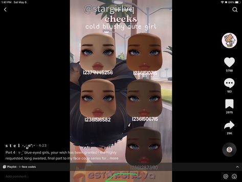 Bloxburg Blue Eye Face Codes, Berry Avenue Face Codes Blue Eyes, Bloxburg Outfits, Berry Codes, Cold Girl, Blue Eyed Girls, Baddie Outfits Ideas, Coding Clothes, Outfit Codes