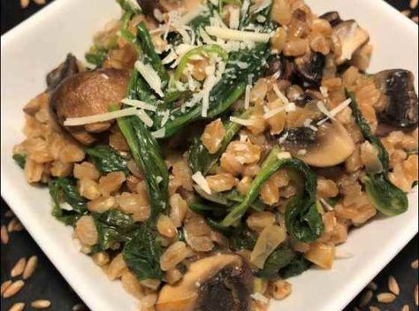 Tasty Farro with Spinach and Mushrooms Recipe Online - Learn To Cook