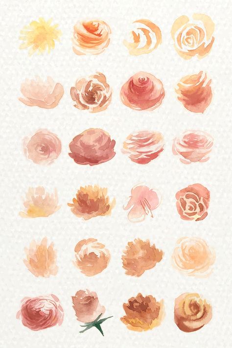 Watercolor orange flowers vector collection | premium image by rawpixel.com / NingZk V. Watercolor Orange Flowers, Red Roses Painting, Rose Artwork, Watercolor Orange, Painting Roses, Roses Painting, Glitter Photography, Painting The Roses Red, Flower Illustrations