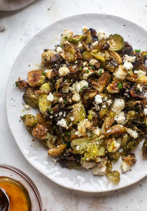 Brussels Sprout Salad, Autumn Side Dishes, Sprout Salad, Brussels Sprout, Roasted Brussels Sprouts, Brussel Sprout Salad, Sprout Recipes, Fall Dishes, Hot Honey