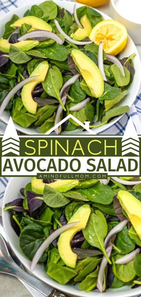 Avocado Spinach Salad, Simple Spinach Salad, Ham Salad Recipes, Spinach Avocado, Spinach Salad Recipes, Spinach Recipes, Delish Recipes, Lunch Recipes Healthy, Vegan Salad