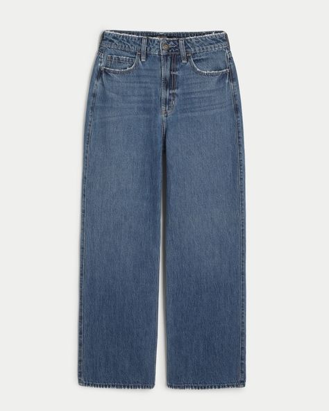 Women's Ultra High-Rise Medium Wash Baggy Jeans | Women's | HollisterCo.com Baggy Jeans Outfit Women, Black Baggy Jeans, Baggy Jeans Outfit, Jeans Outfit Women, Comfy Jeans, Women's Bottoms, Comfortable Jeans, Hollister Jeans, Designer Jeans