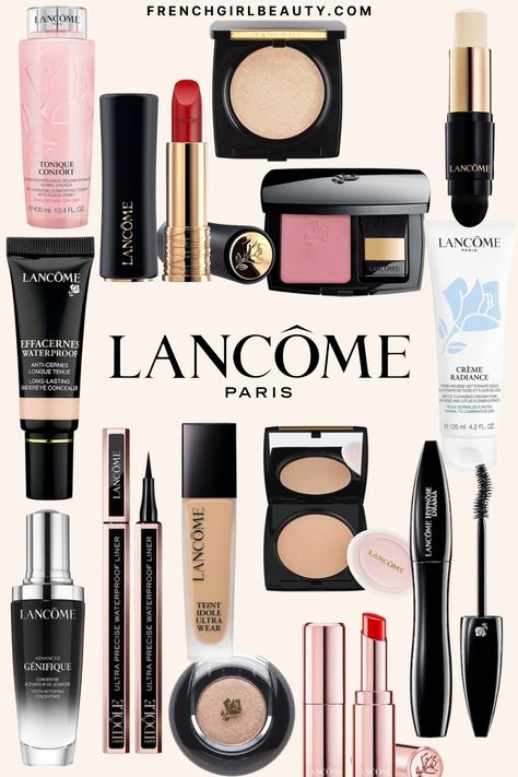 Lancome Makeup Products, French Makeup Products, Luxury Makeup Aesthetic, French Girl Makeup Look, Lancome Cosmetics, Lancome Eyeliner, French Girl Makeup, France Shopping, Lancôme Makeup