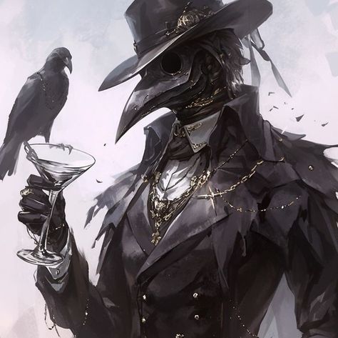 Plague Doctor Anime, Plague Doctor Pfp, Crow Character Design, Male Goth, Plague Doctors, Angel Warrior, Bloodborne, Plague Doctor, Story Characters