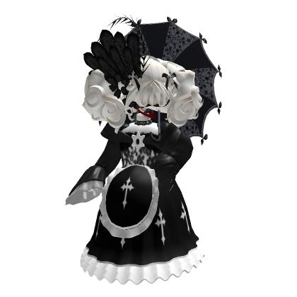 Victorian roblox outfit idea🤍🩶🖤 Detailed Roblox Outfits, Victorian Roblox Outfits, Roblox Victorian Outfit Codes, Roblox Goth Outfits, Witch Roblox Avatar, Roblox T Shirt Cottagecore, Vkei Roblox Outfits, Rococo Roblox Avatar, Victorian Roblox Avatar