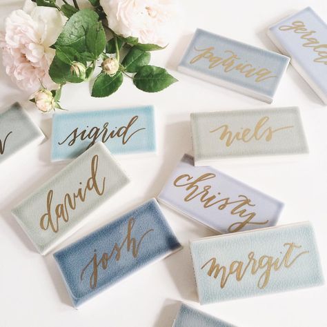 Tile Wedding, Classic Wedding Stationery, Unique Wedding Stationery, Wedding Tableware, Wedding Name Cards, Handwritten Calligraphy, Custom Wedding Stationery, Wedding Stationery Design, Dusty Blue Weddings