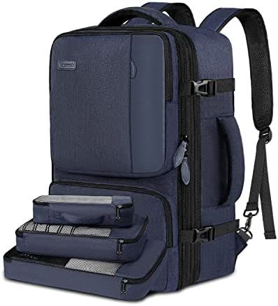 Carry on Backpack, Airline Approved 45L Travel Backpack with 3 Packing Cubes for Men Women, Water Resistant Expandable Overnight Weekender Luggage Daypack Suitcase Duffel Bag, Gift for Travelers, Blue Mens Weekend Bag, Carry On Backpack, Large Backpack Travel, Backpack Organization, Mens Backpack Travel, Travel Laptop Backpack, Travel Essentials Men, Travel Daypack, Outdoor Backpacks