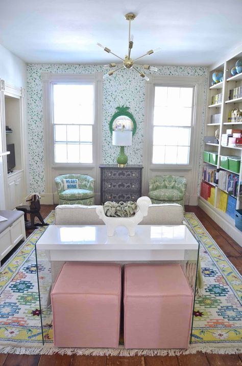 CT historic home gets a colorful makeover... home tour! Grandmillenial Style, Colorful Playroom, Toddler Boys Room, Bedroom Orange, Playroom Storage, Childrens Playroom, Historic House, Interior Stairs, Buying A New Home