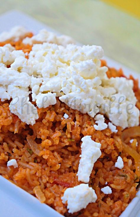 Greek Tomato Rice Greek Rice, Greek Cheese, Tomato Rice, Lentils And Rice, Greek Dishes, Exotic Food, Global Recipes, Side Recipes, Rice Dishes