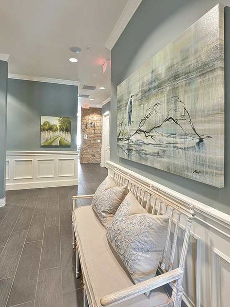 Wall color is Sea Pines from Benjamin Moore. 2016 paint color forecasts and trends. Image via Heather Scott. Colour Furniture, Sarah Richardson, Wall Colour, Neutral Paint Colors, Coastal Life, Room Paint Colors, House Exteriors, Room Color, Interior Paint Colors